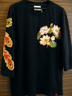和柄七分袖Tシャツ 鳳凰